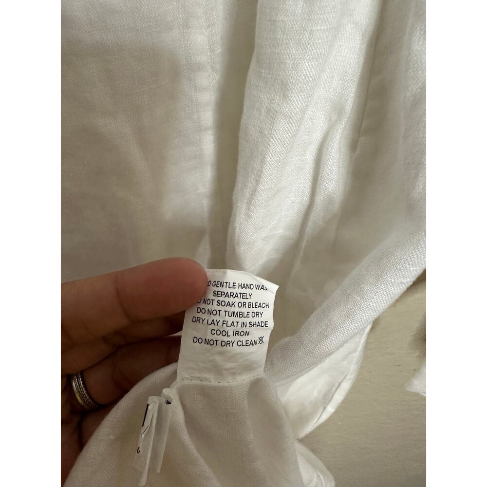 DISSH Aisle White Linen Bow Midi Dress size US6 Square Neck Tie Shoulder - Picture 8 of 13